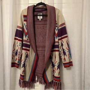 Wool tribal print cardigan